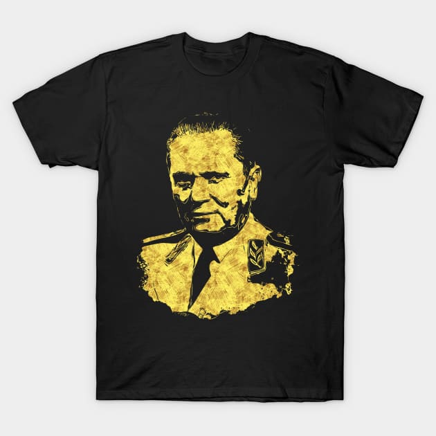 Josip Broz TITO the President of Yugoslavia SFRJ Abstract Gold Style Portrait T-Shirt by Naumovski